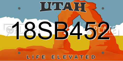 18SB452 Utah License Plate
