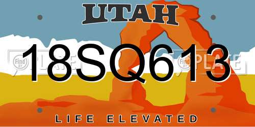 18SQ613 Utah License Plate