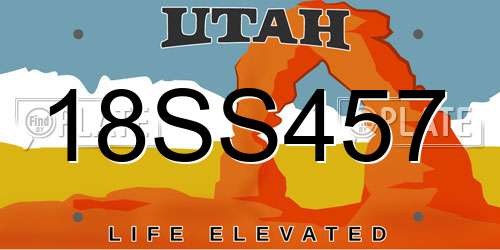 18SS457 Utah License Plate