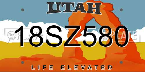 18SZ580 Utah License Plate