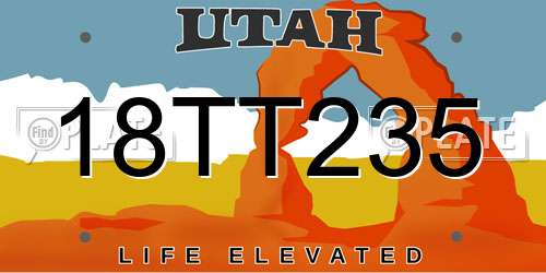 18TT235 Utah License Plate