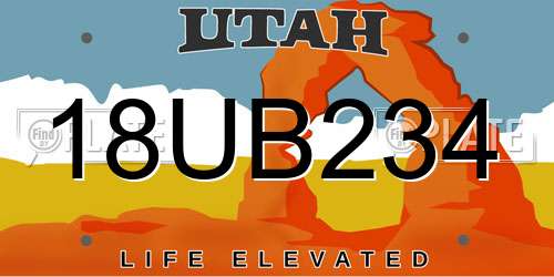 18UB234 Utah License Plate