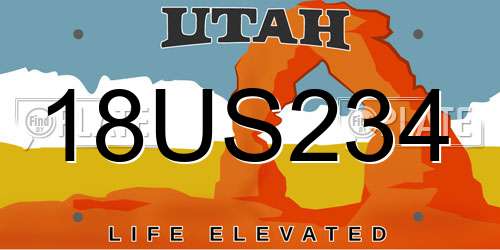 18US234 Utah License Plate