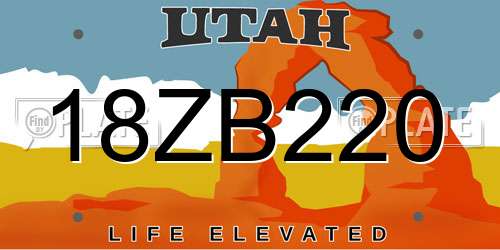 18ZB220 Utah License Plate