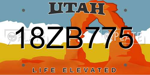 18ZB775 Utah License Plate