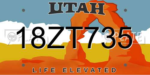 18ZT735 Utah License Plate