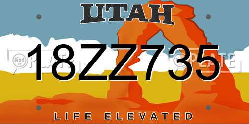 18ZZ735 Utah License Plate