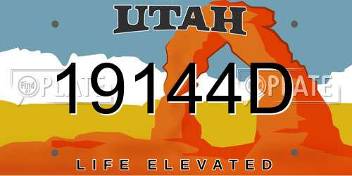 19144D Utah License Plate