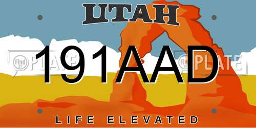 191AAD Utah License Plate