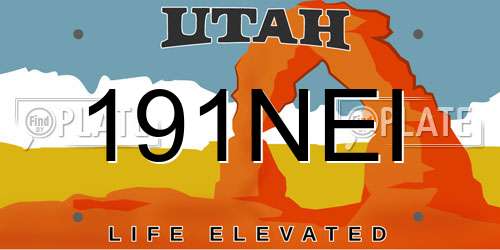 191NEI Utah License Plate