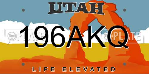 196AKQ Utah License Plate