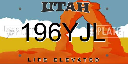 196YJL Utah License Plate
