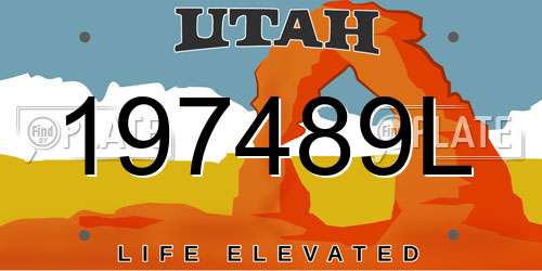 197489L Utah License Plate