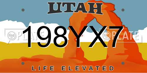 198YX7 Utah License Plate