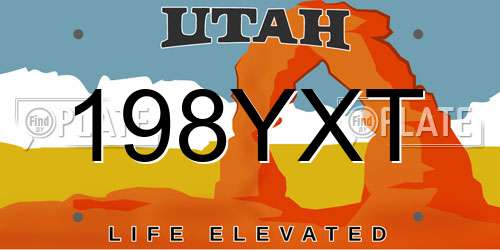 198YXT Utah License Plate