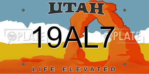 19AL7 Utah License Plate