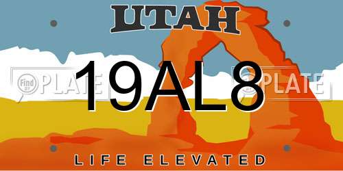 19AL8 Utah License Plate