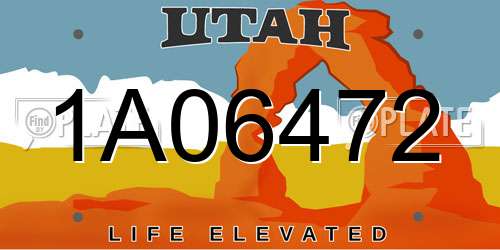 1A06472 Utah License Plate