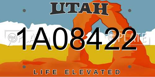 1A08422 Utah License Plate