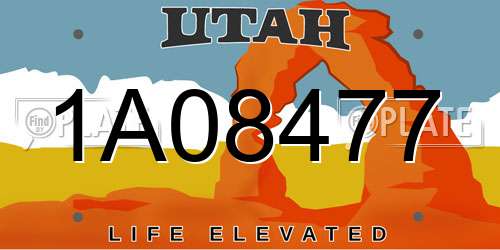 1A08477 Utah License Plate
