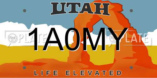 1A0MY Utah License Plate