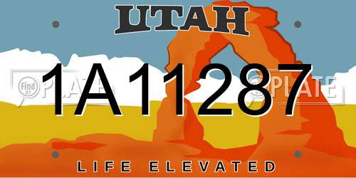 1A11287 Utah License Plate