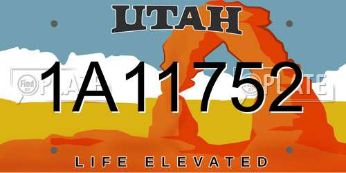 1A11752 Utah License Plate