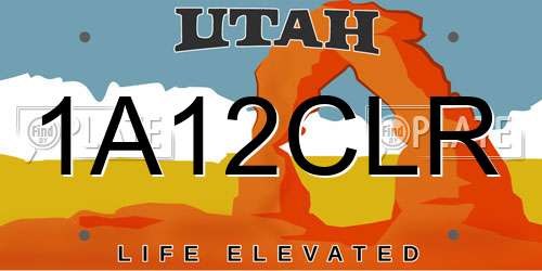 1A12CLR Utah License Plate