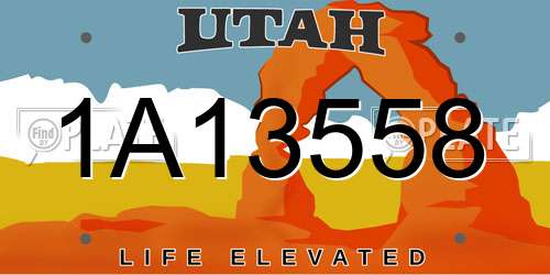 1A13558 Utah License Plate