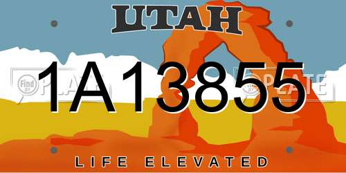 1A13855 Utah License Plate