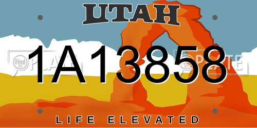 1A13858 Utah License Plate