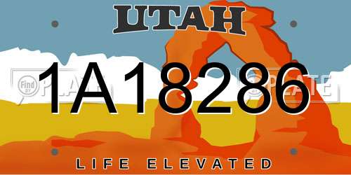 1A18286 Utah License Plate