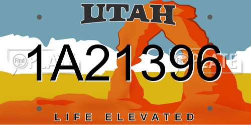 1A21396 Utah License Plate