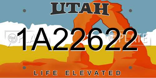 1A22622 Utah License Plate