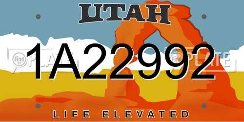 1A22992 Utah License Plate