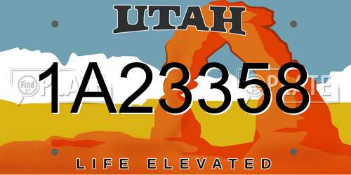 1A23358 Utah License Plate