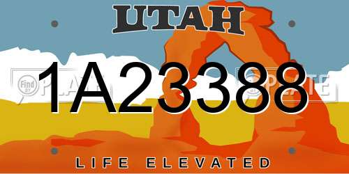 1A23388 Utah License Plate
