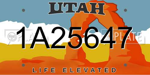 1A25647 Utah License Plate