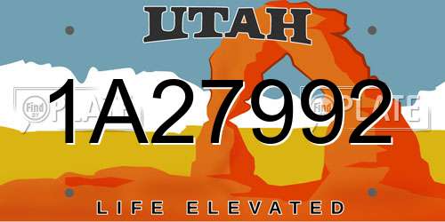 1A27992 Utah License Plate