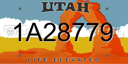 1A28779 Utah License Plate