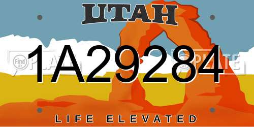 1A29284 Utah License Plate