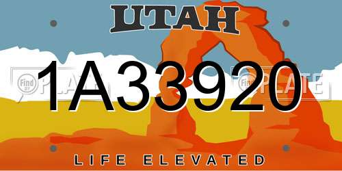1A33920 Utah License Plate