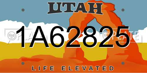 1A62825 Utah License Plate