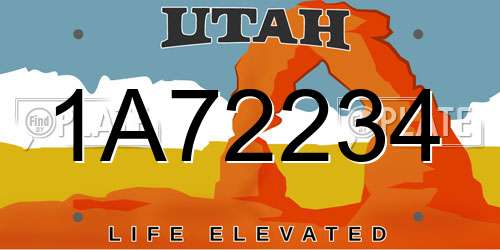1A72234 Utah License Plate