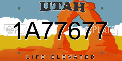 1A77677 Utah License Plate