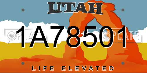 1A78501 Utah License Plate