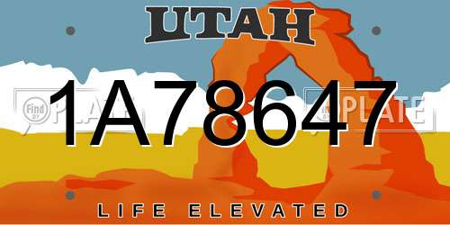 1A78647 Utah License Plate