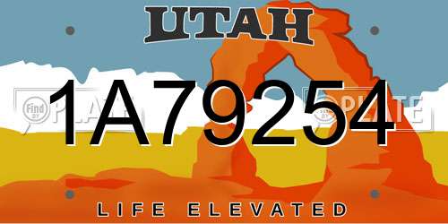 1A79254 Utah License Plate
