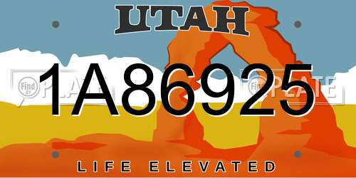 1A86925 Utah License Plate