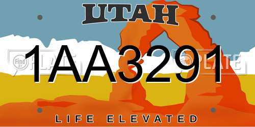 1AA3291 Utah License Plate
